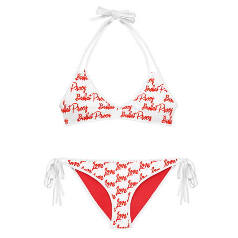 Bullet Proof Love Text All Over Bikini