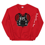 Bullet Proof Love (Dark Red) Sweatshirt (Left Arm)-White Letters