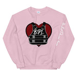 Bullet Proof Love (Dark Red) Sweatshirt (Left Arm)-White Letters