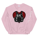 Bullet Proof Love (Dark Red) Sweatshirt (Left Arm)-White Letters