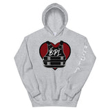 Bullet Proof Love (Dark Red) Hoodie (Left Arm)-White Letters