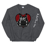 Bullet Proof Love (Dark Red) Sweatshirt (Left Arm)-White Letters