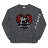 Bullet Proof Love (Dark Red) Sweatshirt (Left Arm)-White Letters