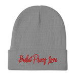 Bullet Proof Love (Red Text) Embroidered Beanie