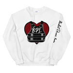 Bullet Proof Love (Dark Red) Sweatshirt (Left Arm)-White Letters