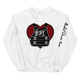 Bullet Proof Love (Dark Red) Sweatshirt (Left Arm)-White Letters